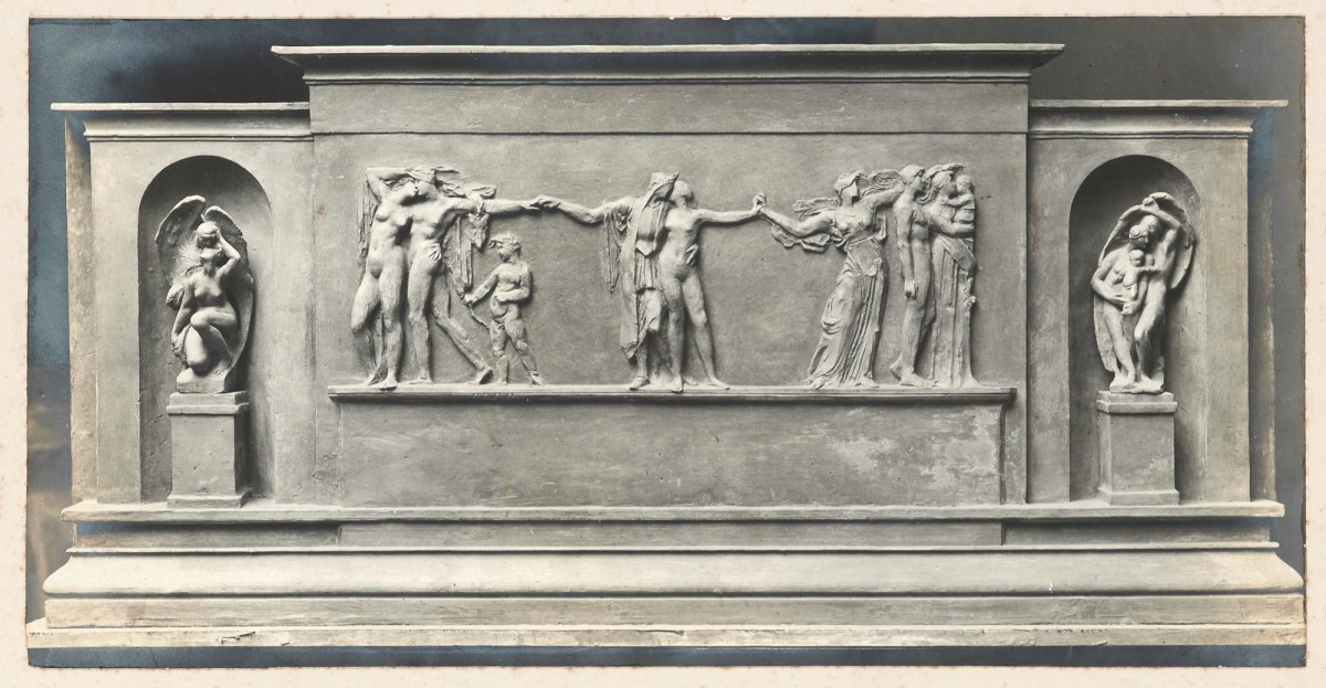 Unidentified photographer and Francis Derwent Wood RA, Sketch model of a version of the relief 'Love and Life: Sacred and Profane'.