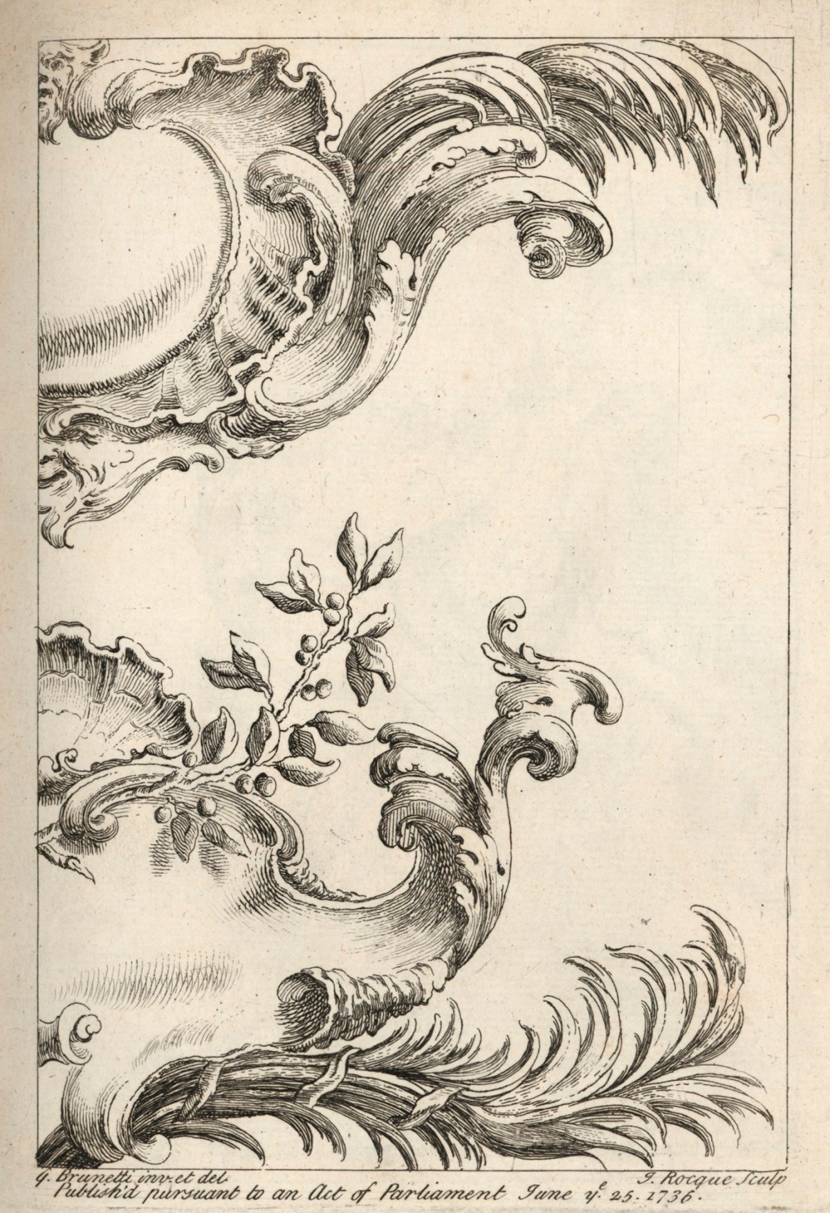 Gaetano Brunetti, Rocaille cartouches with palm and oak leaves