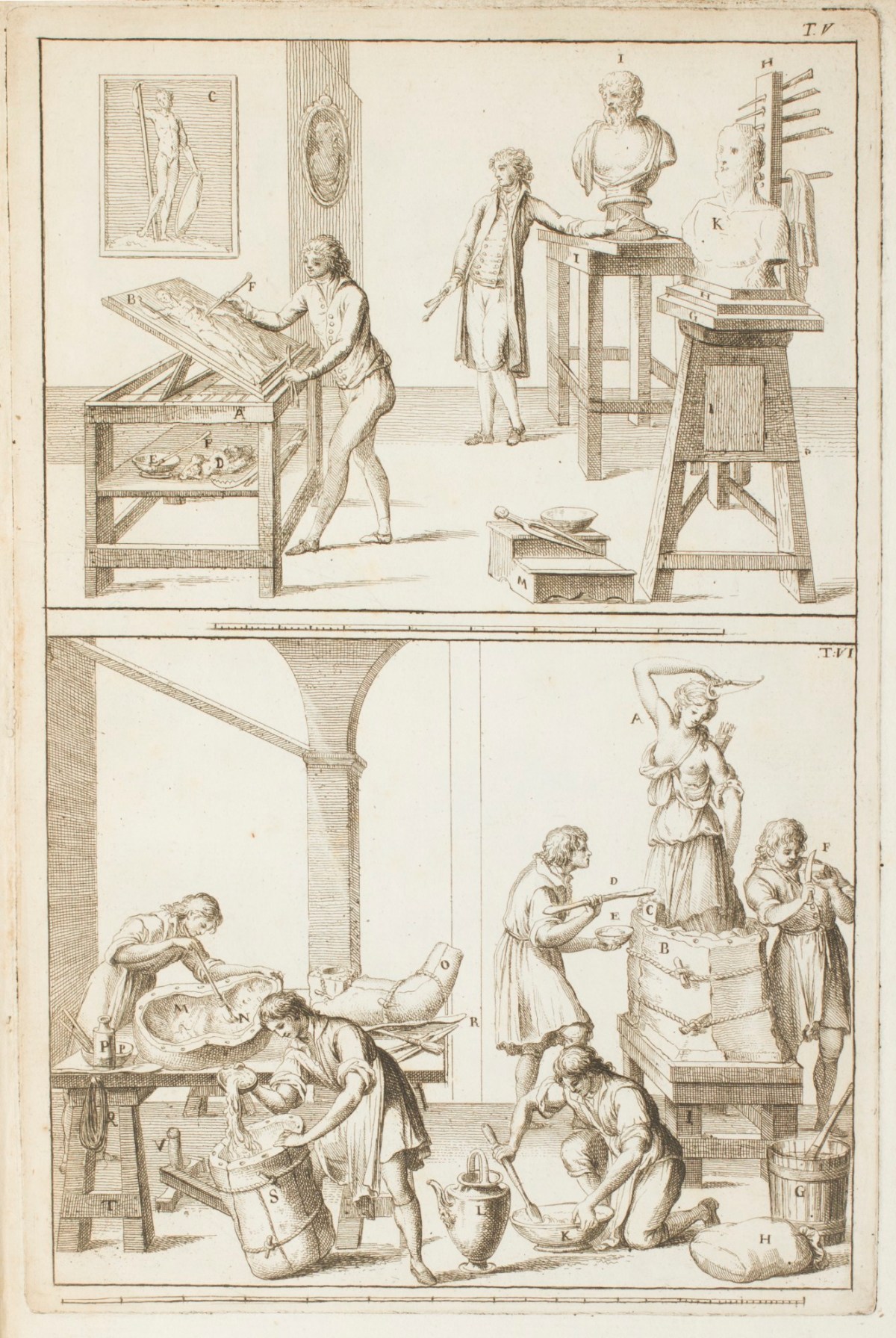 Carlo Lasinio, Sculpting in low relief using clay; making moulds for casting