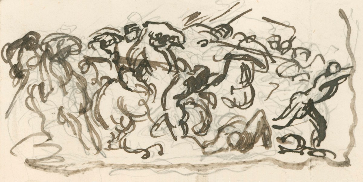 Sir John Gilbert RA, Compositional sketch, probably for 'Crusaders'