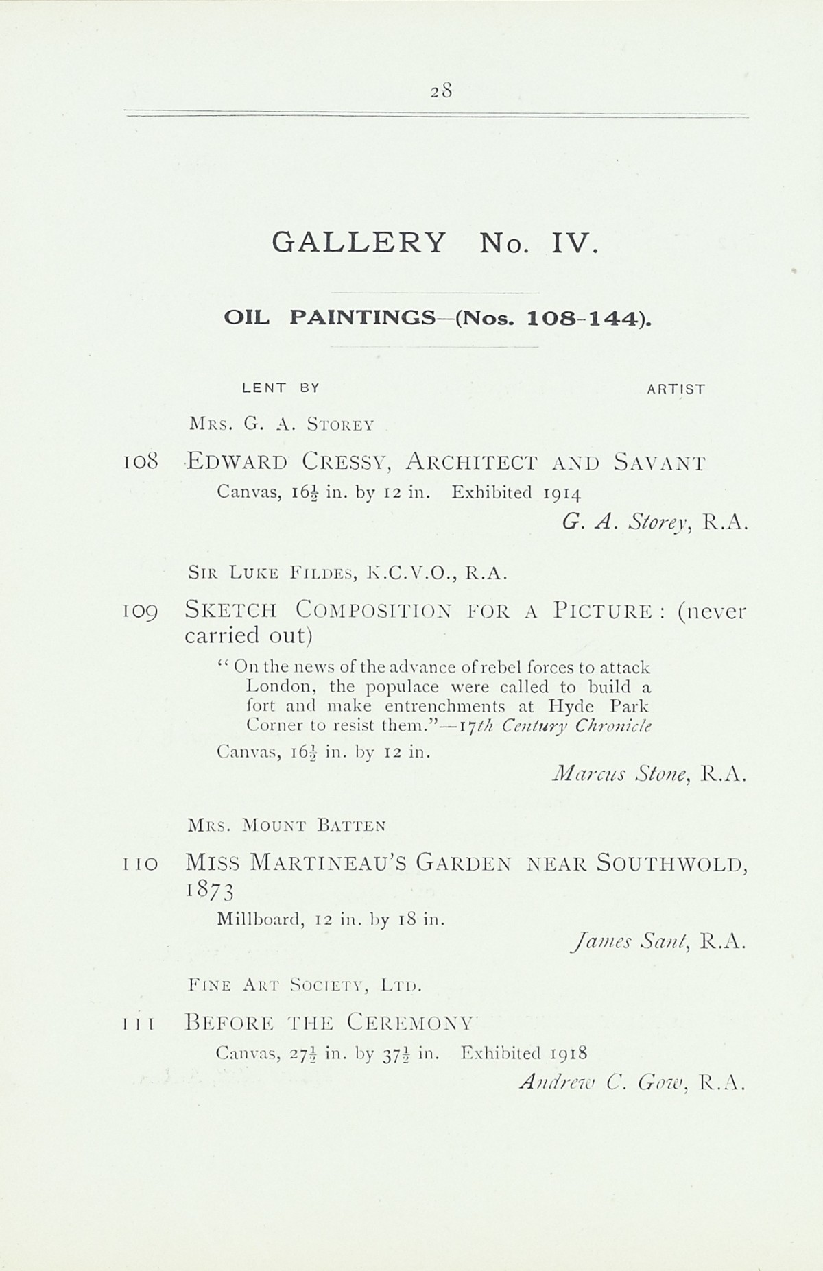Page 30 of 1922 - Exhibition of Works by recently deceased Members of the Royal Academy