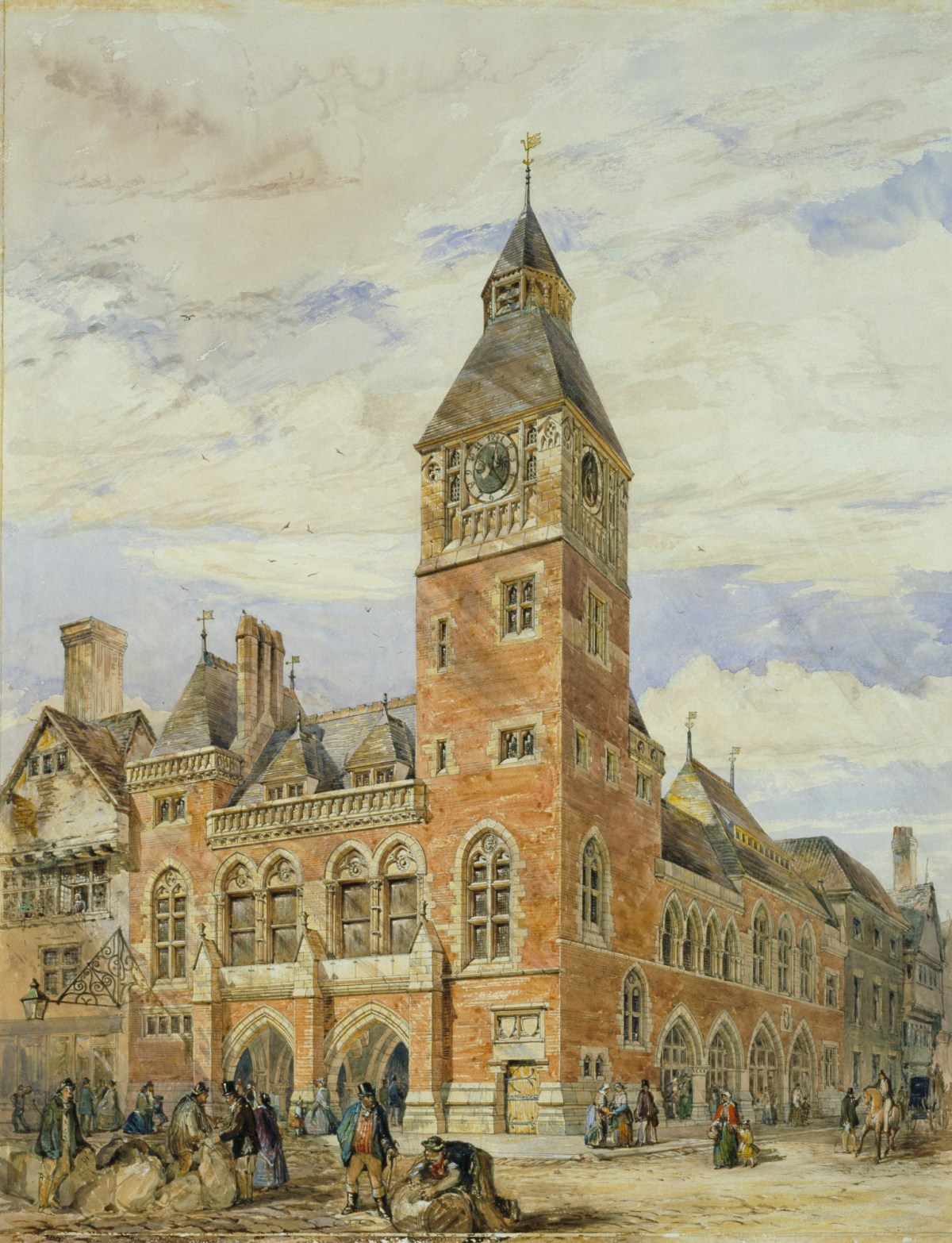 Richard Norman Shaw RA, Competition design for Farnham Market Hall, Farnham, Surrey: perspective