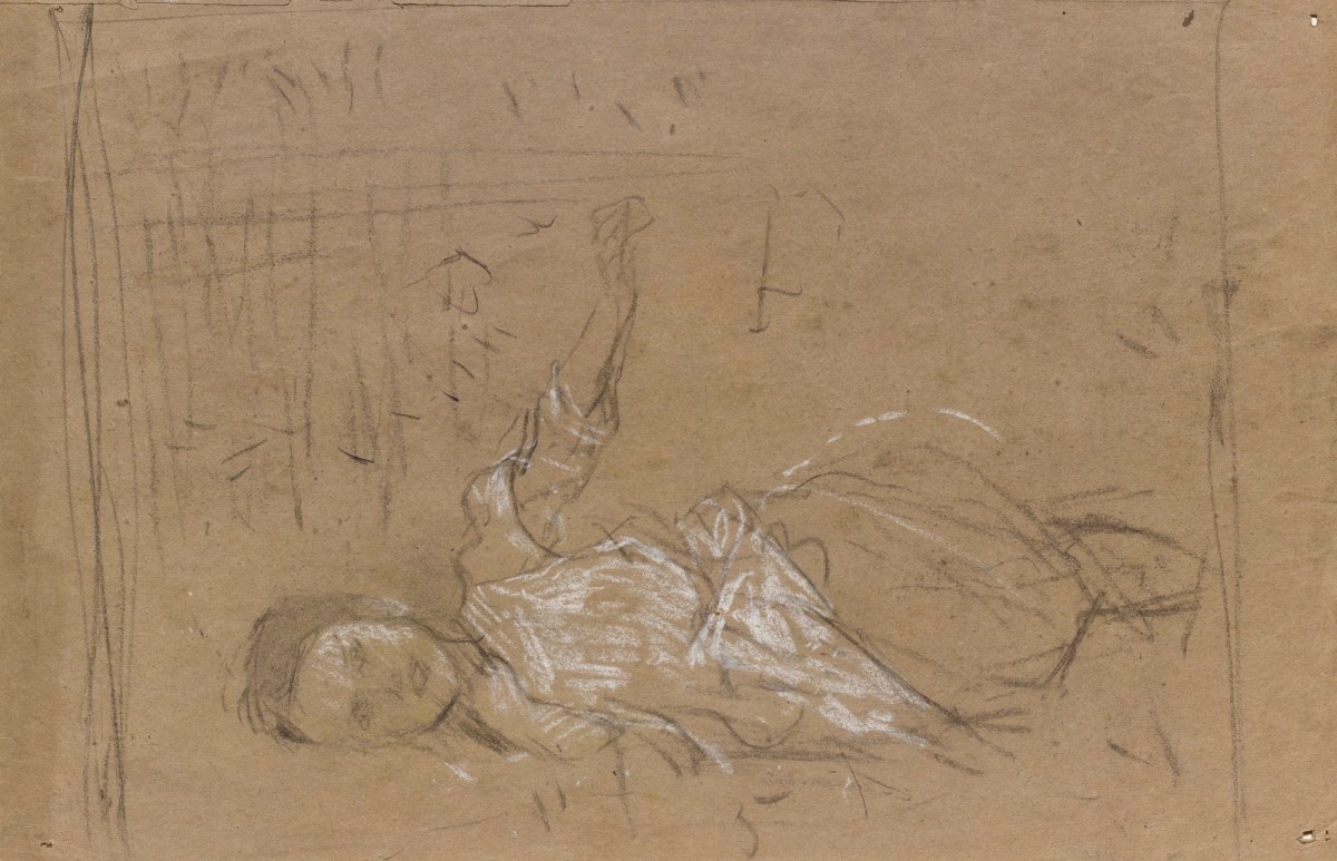 Sir George Clausen RA, Figure sketch for 'Evening Song'