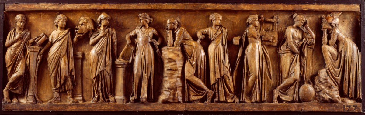 Unidentified Roman sculptor, Cast of front panel of Roman sarcophagus of the Muses