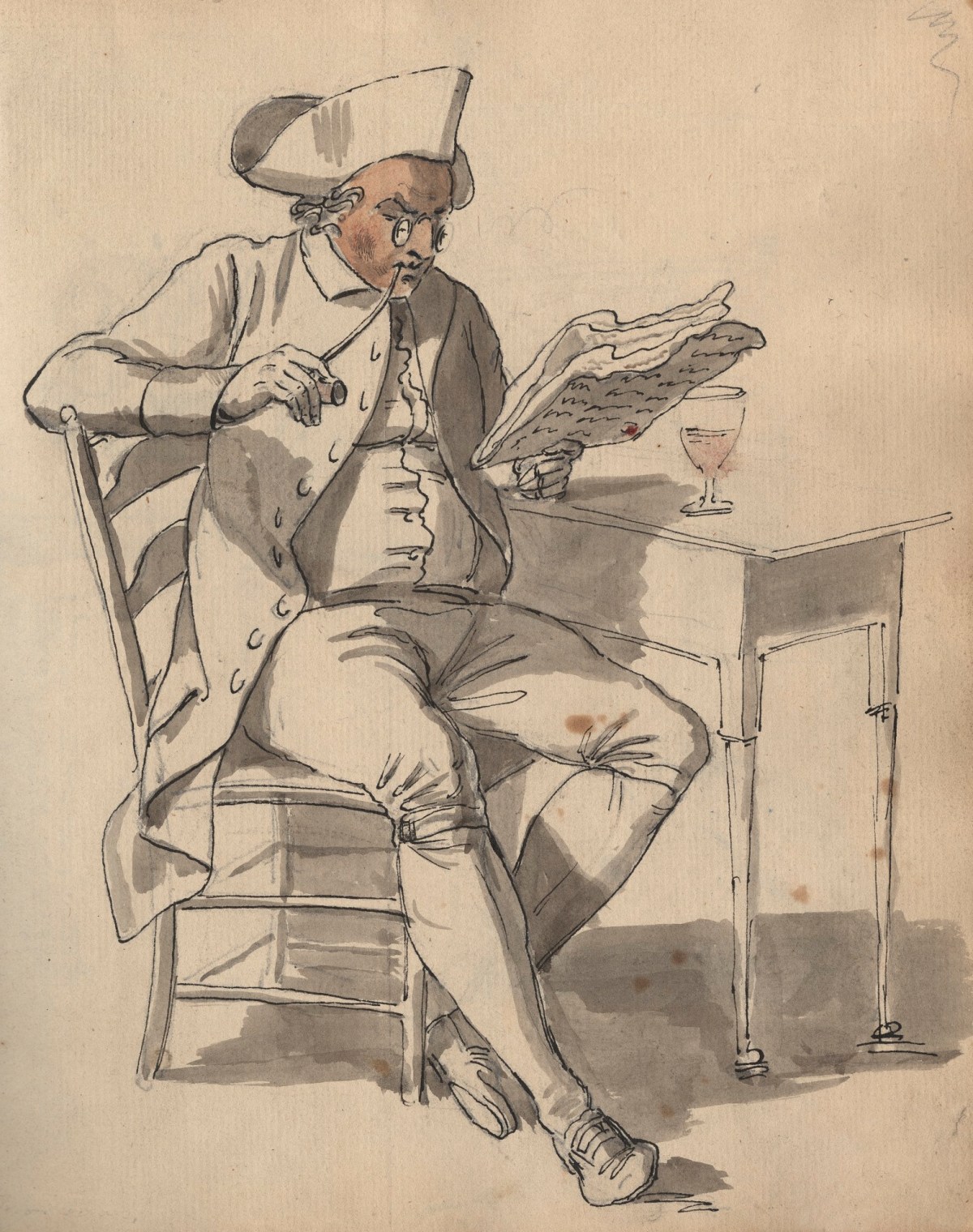 Unknown artist, Leaf from a sketchbook with a drawing of a seated figure