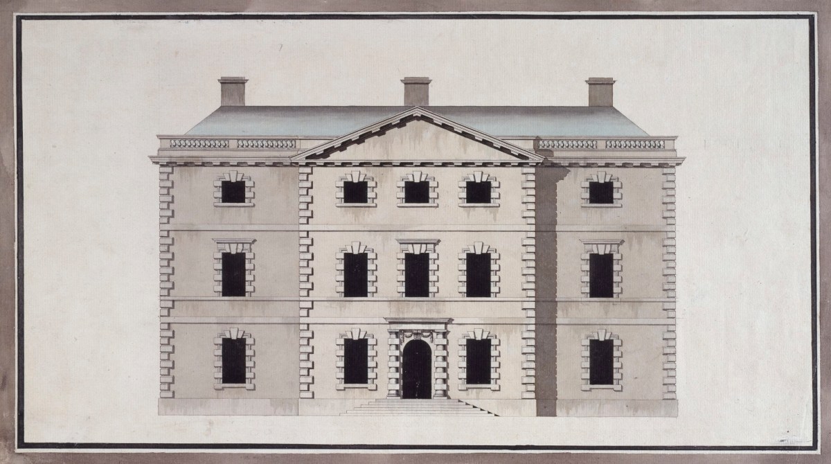 John Yenn RA, Design for a villa with Gibbs surrounds: elevation