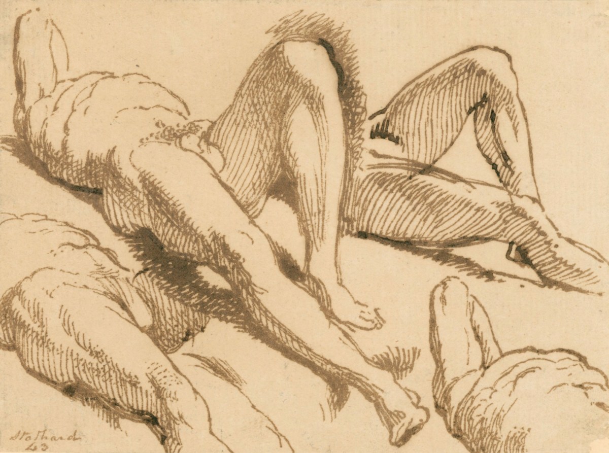 Thomas Stothard RA, Sketches of a reclining male nude