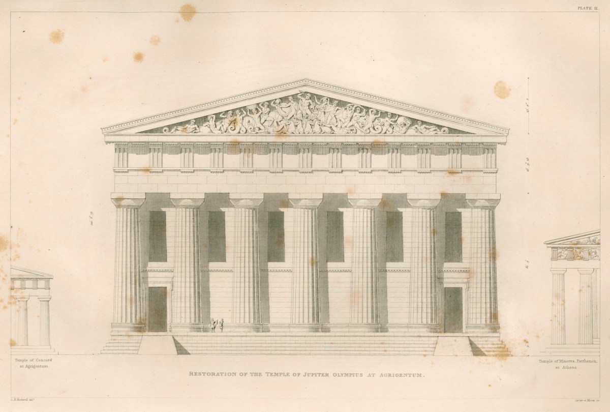 C.R. Cockerell RA, Temple of Jupiter Olympius, Agrigento: front elevation