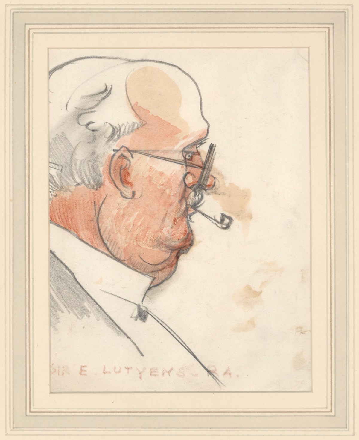 Francis Derwent Wood RA, Caricature of Sir Edwin Lutyens, P. R.A.