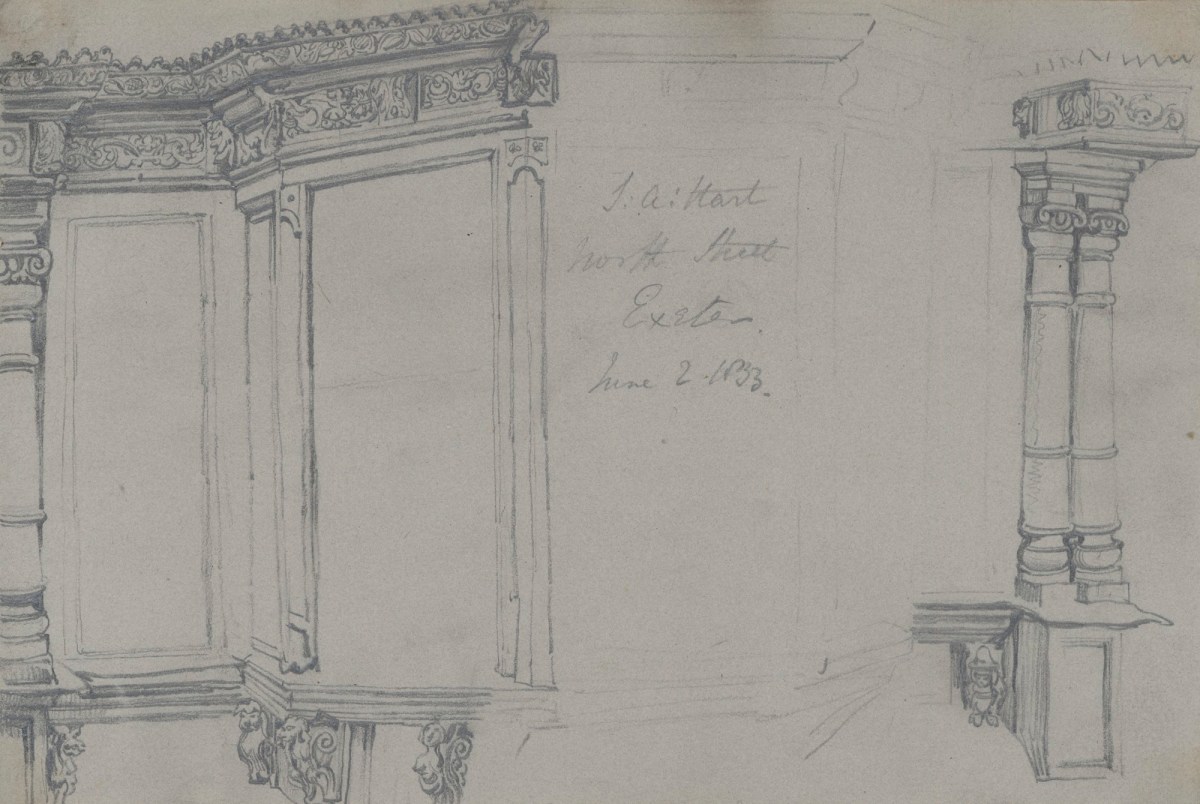 Solomon Alexander Hart RA, Ornamental details on the facade of a house in North Street, Exeter
