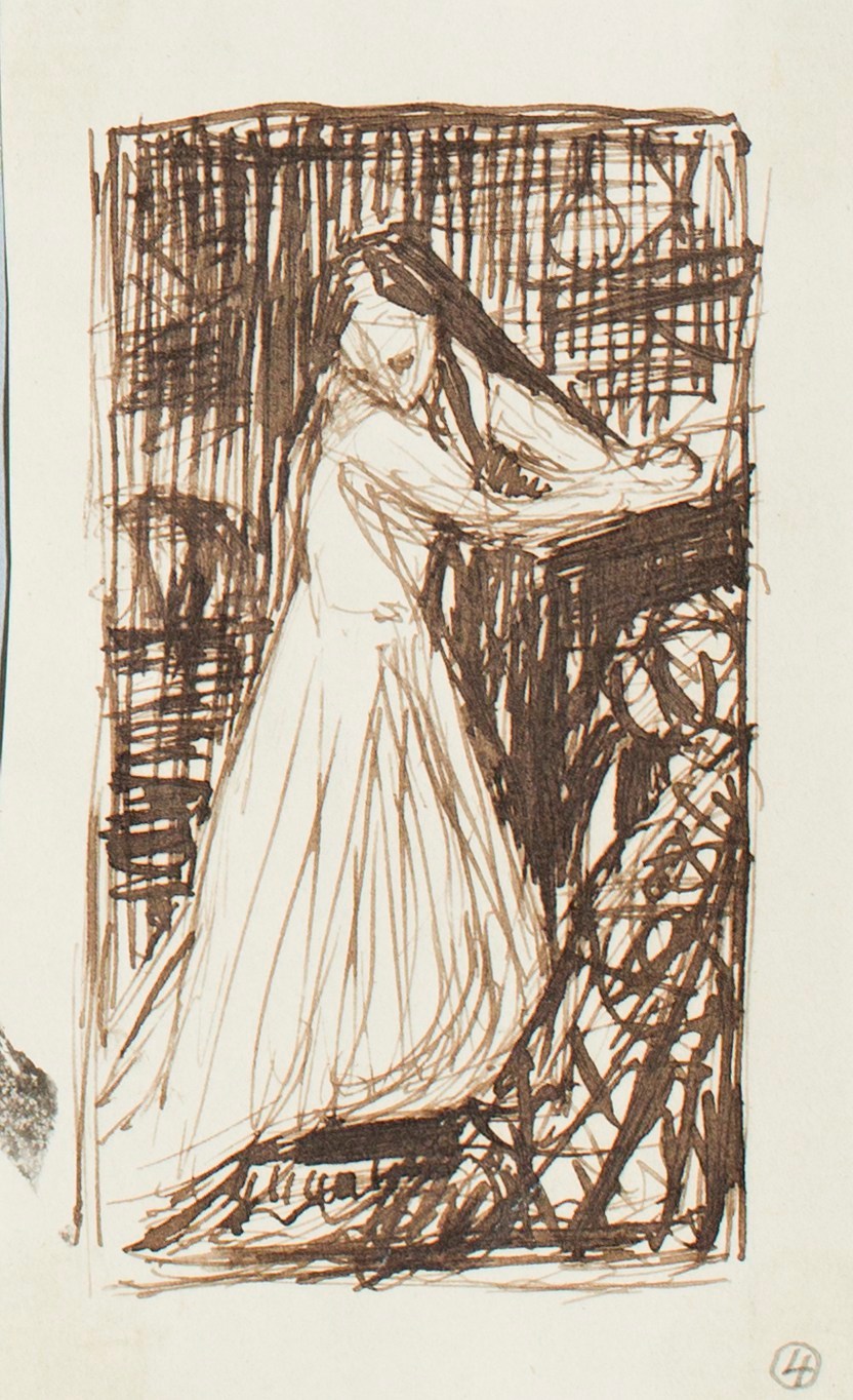 Henry Hugh Armstead RA, Study of a kneeling woman, for an illustration
