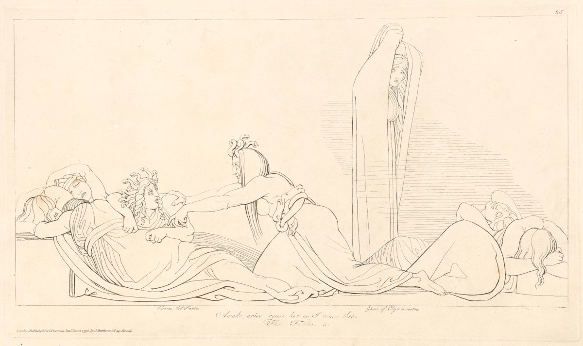 John Flaxman RA, The Ghost of Clytemnestra Arousing the Furies (from The Eumenides)
