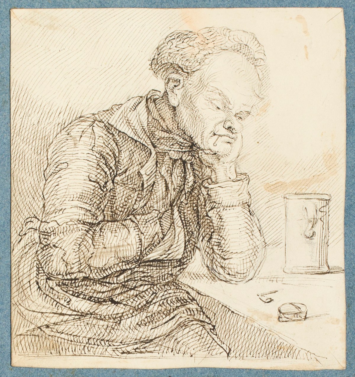 William Daniell RA, An old man seated at a table