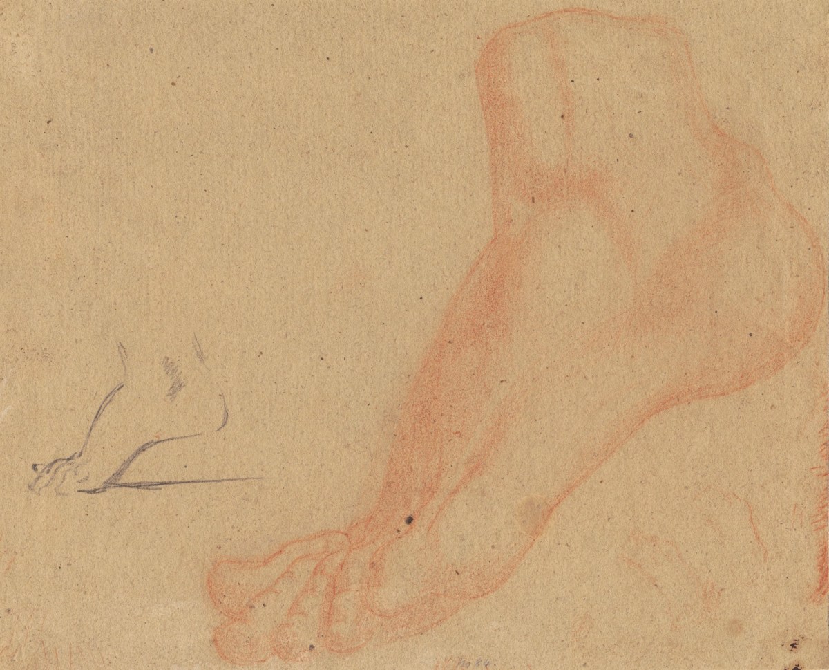 Benjamin Robert Haydon, Drawing of a foot in red chalk