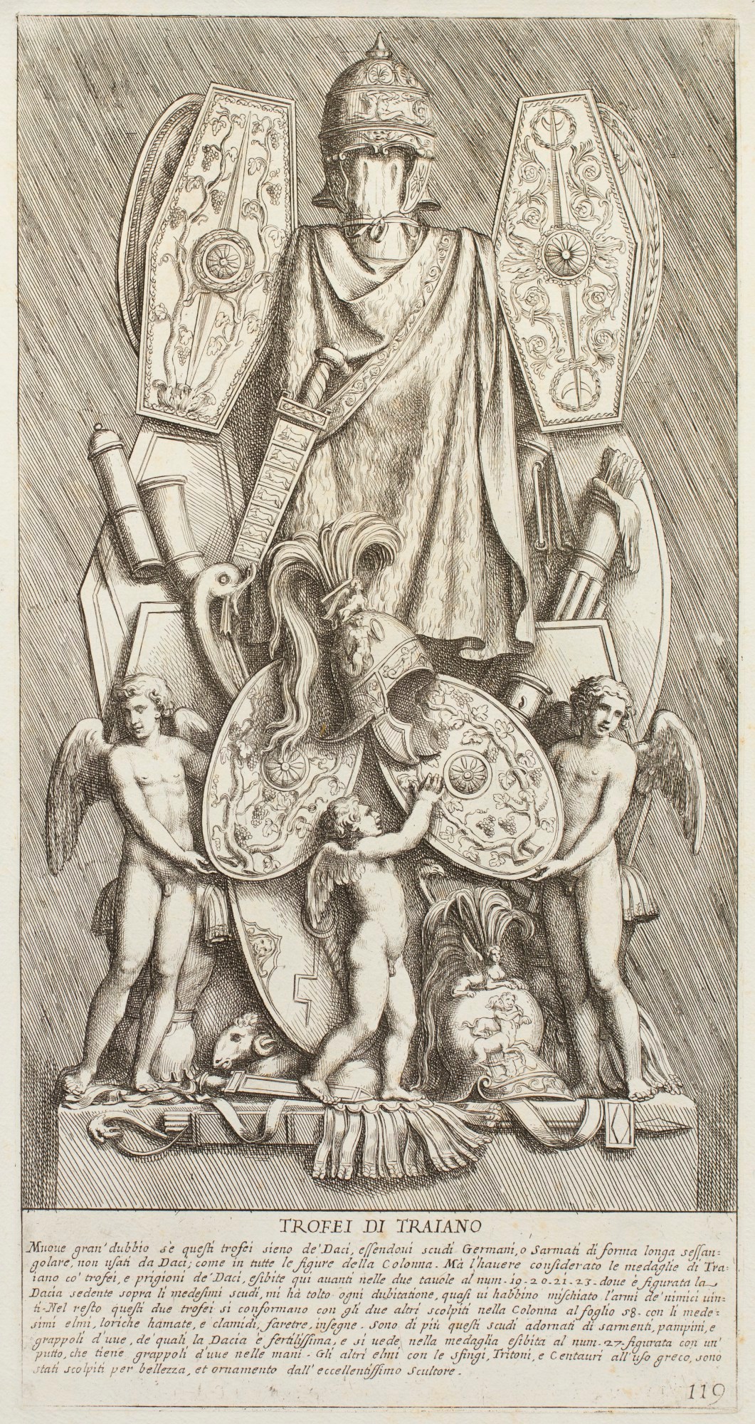 Pietro Santi Bartoli, Plate 119: Other war trophies of the Emperor Trajan