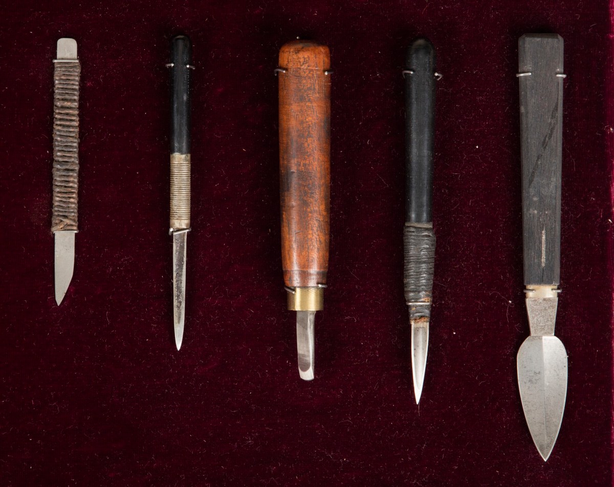 Sir Frank Short RA, Framed collection of engraving and other tools used by Sir Frank Short RA