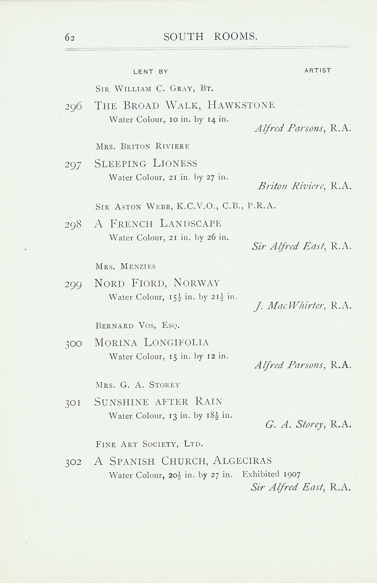 Page 64 of 1922 - Exhibition of Works by recently deceased Members of the Royal Academy