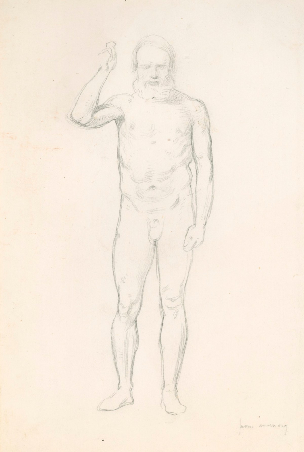 Lord Leighton PRA, Study of a standing male nude drawn from memory