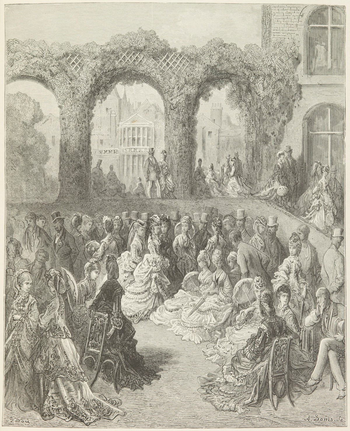 Gustave Doré, Holland House - A Garden Party