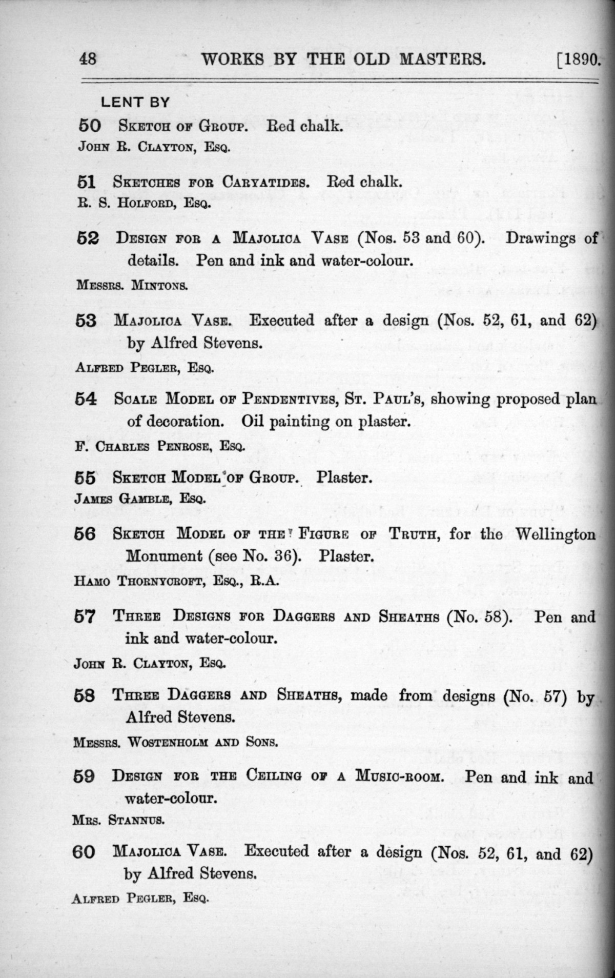 Page 48 of 1890 - Old Masters, deceased masters of the British School, drawings & models by Alfred Stevens