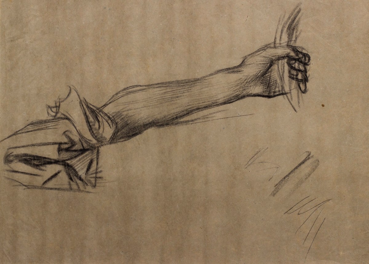 Sir George Clausen RA, Study of an arm, relating to 'Harvest'