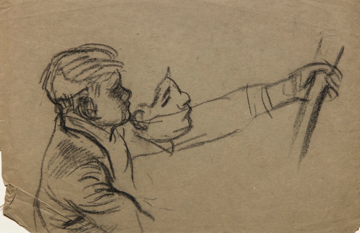Sir George Clausen RA, Sketch of a boy in a stooping pose