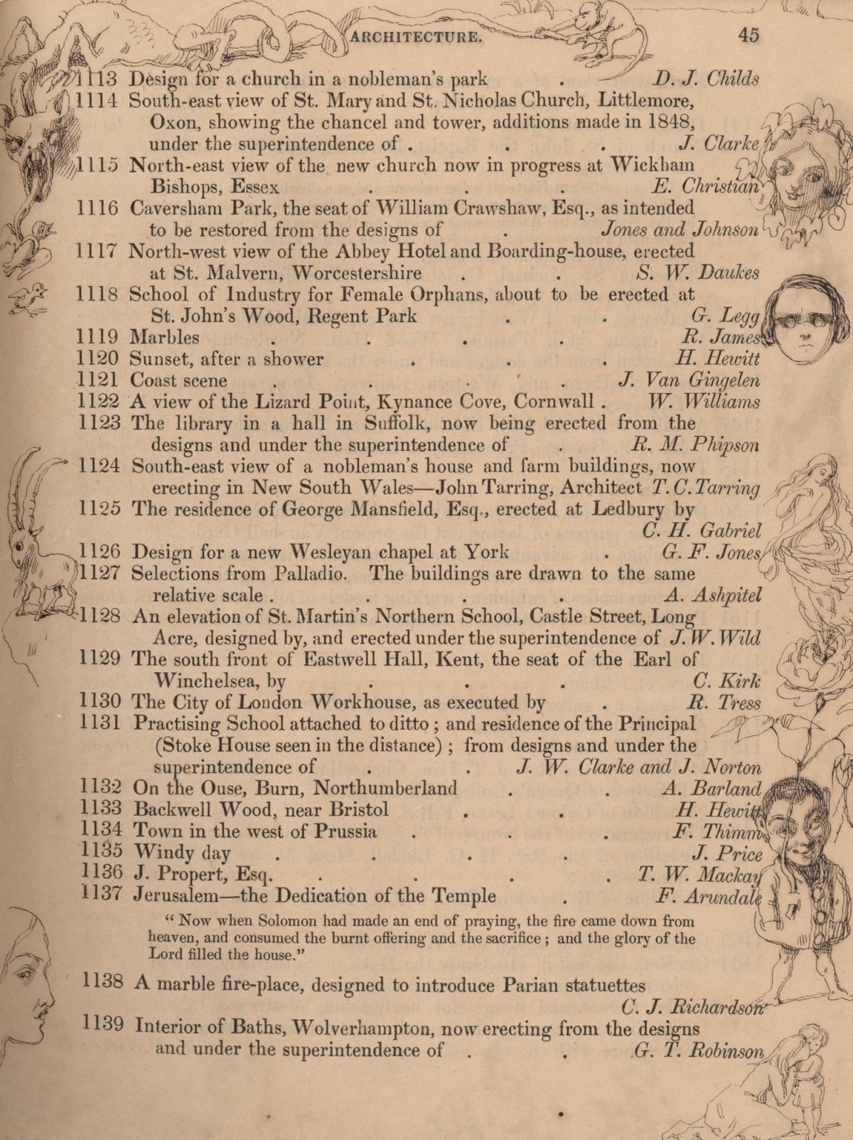 Richard Doyle, Page from the catalogue of the 1850 Royal Academy annual exhibition, with drawings