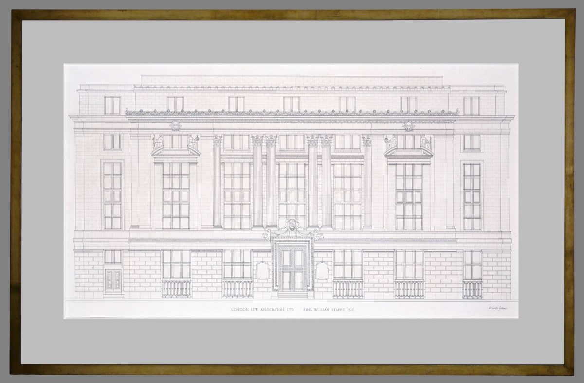 Unknown, Frame for W. Curtis Green RA 'Record drawing of London Life Association, King William Street, London: front elevation'