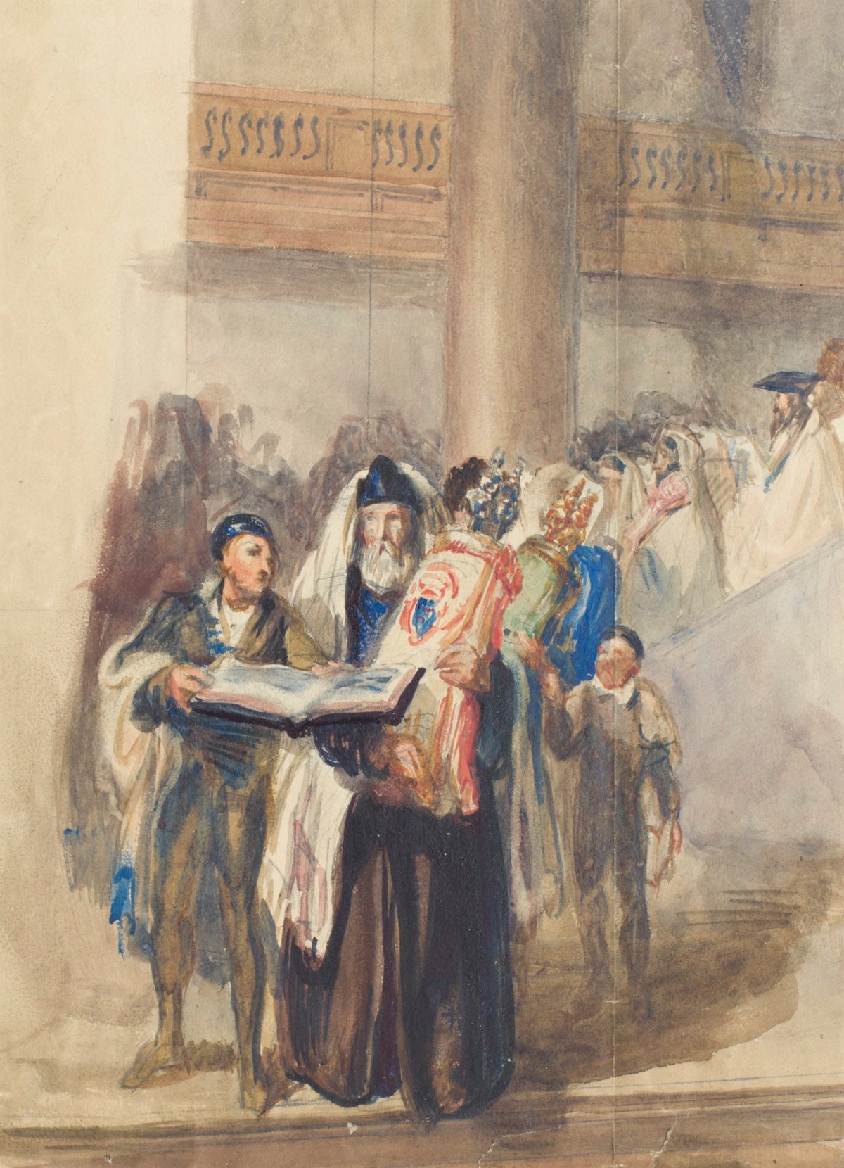 Solomon Alexander Hart RA, Figures in a synagogue interior