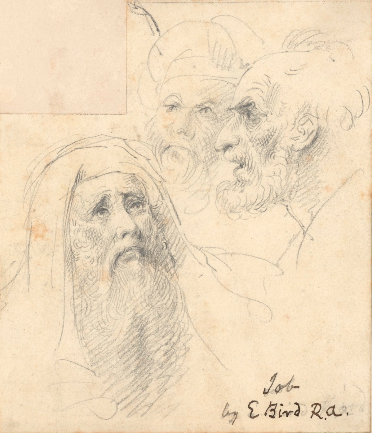 Edward Bird RA, Sketch of three male heads for a composition