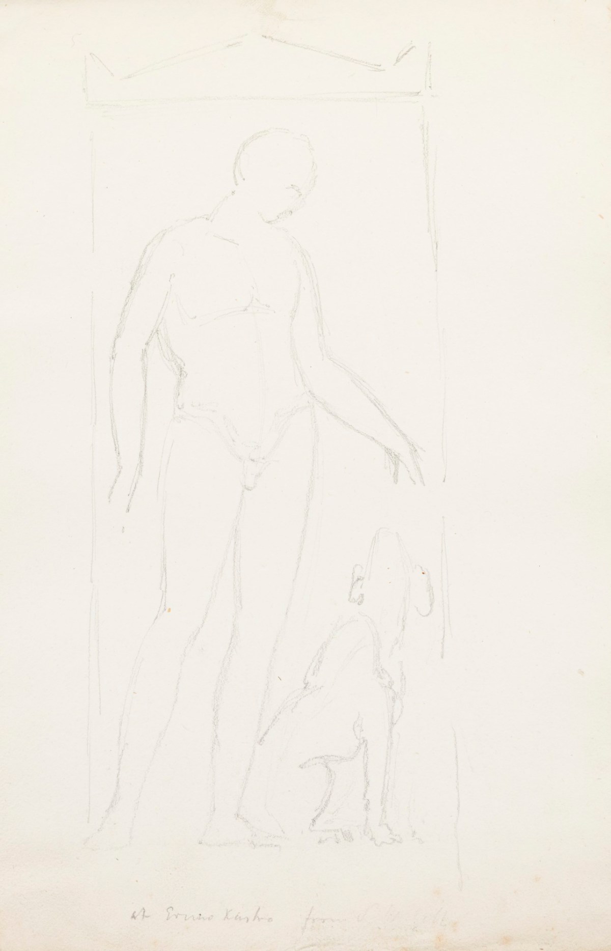Richard Westmacott the Younger RA and Sir William Gell, Drawing of a Greek stele showing a man with a dog