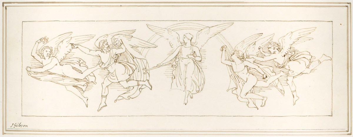 John Gibson RA, Composition with five winged figures, possibly portraying Iris or Aurora