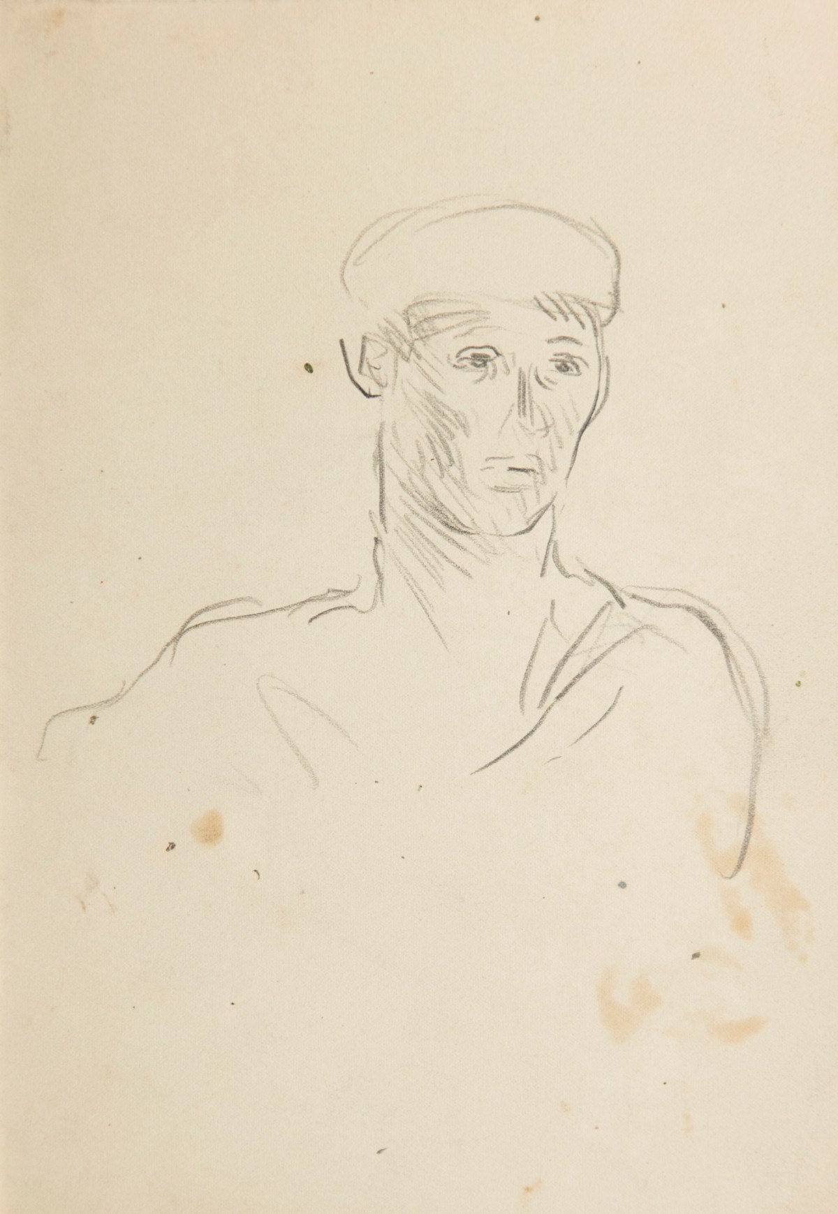 Sir George Clausen RA, Sketch of a man wearing a cap