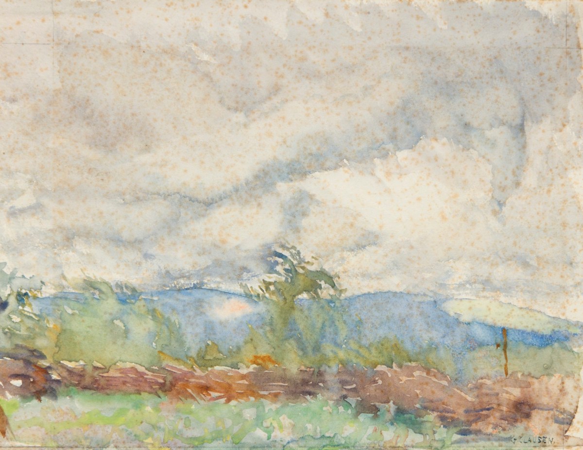 Sir George Clausen RA, View of hills and rain clouds