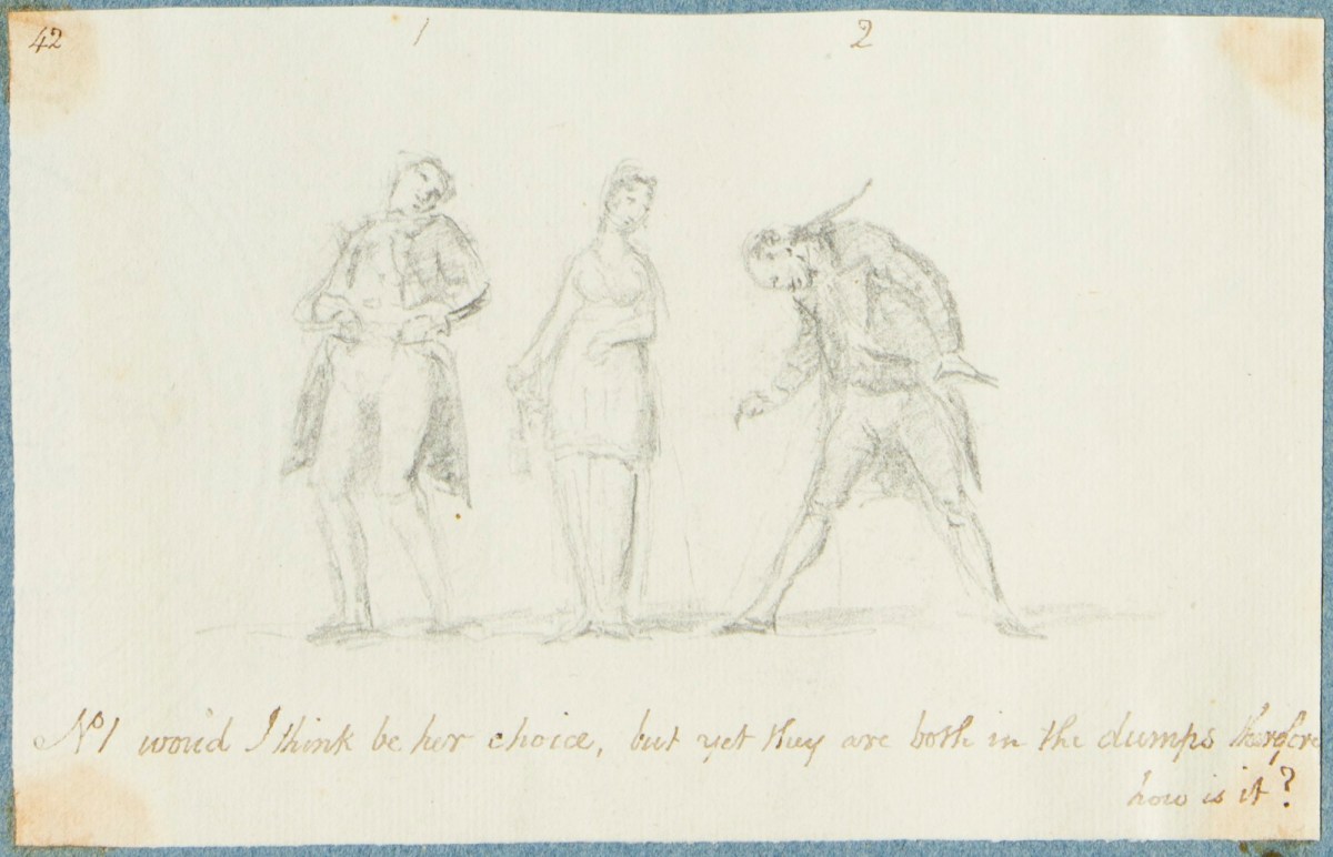 George Dance RA, A woman with two suitors