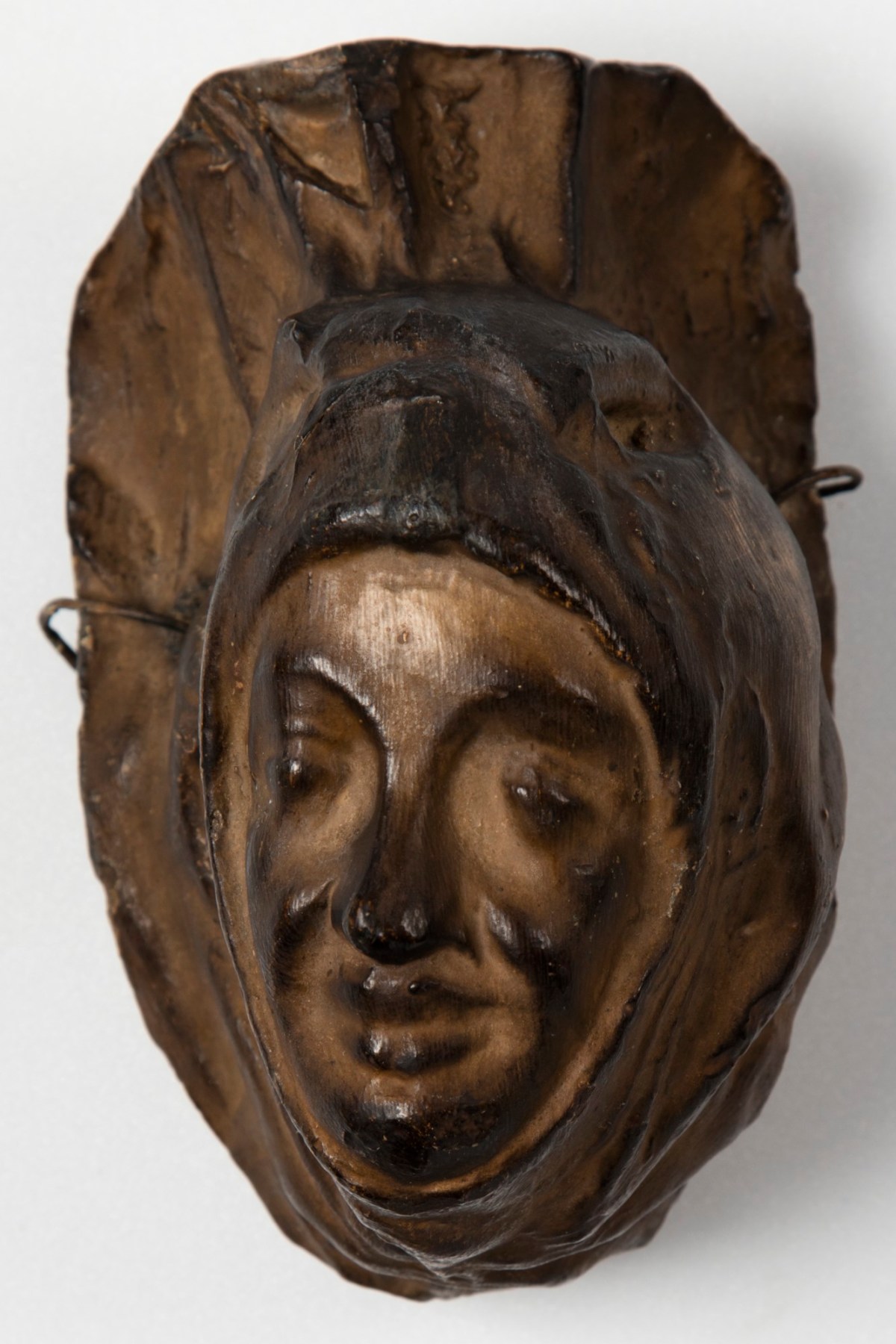 Brown Painted Plaster Cast Of Cloaked Head Works Of Art Ra