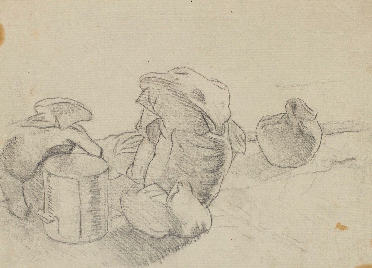 Sir George Clausen RA, A study of sacks and a container relating to a barn interior