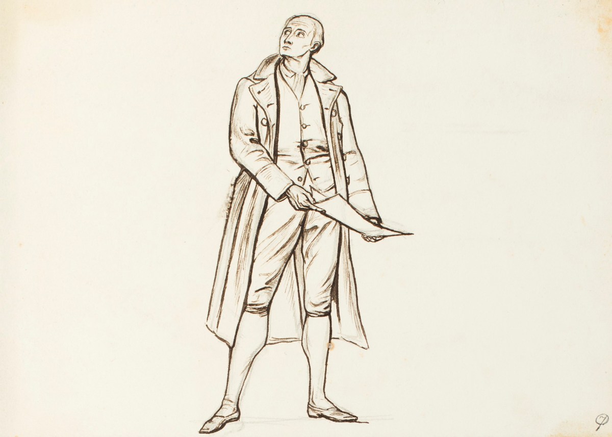 Henry Hugh Armstead RA, A standing male figure, possibly Watt, for the Albert Hall frieze