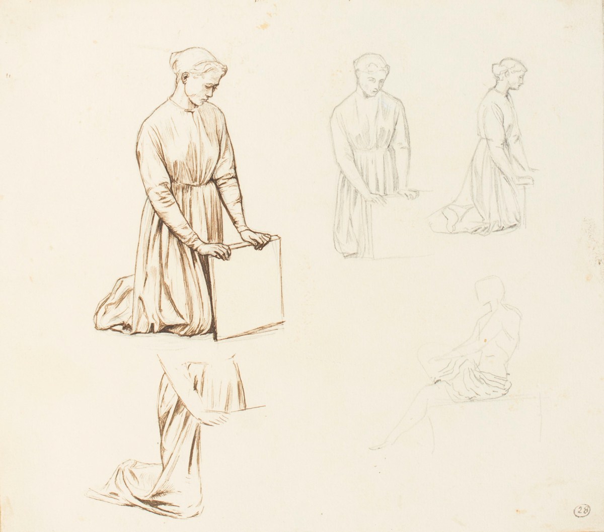 Henry Hugh Armstead RA, Studies of a kneeling female figure for the reredos of Great St. Mary's, Cambridge