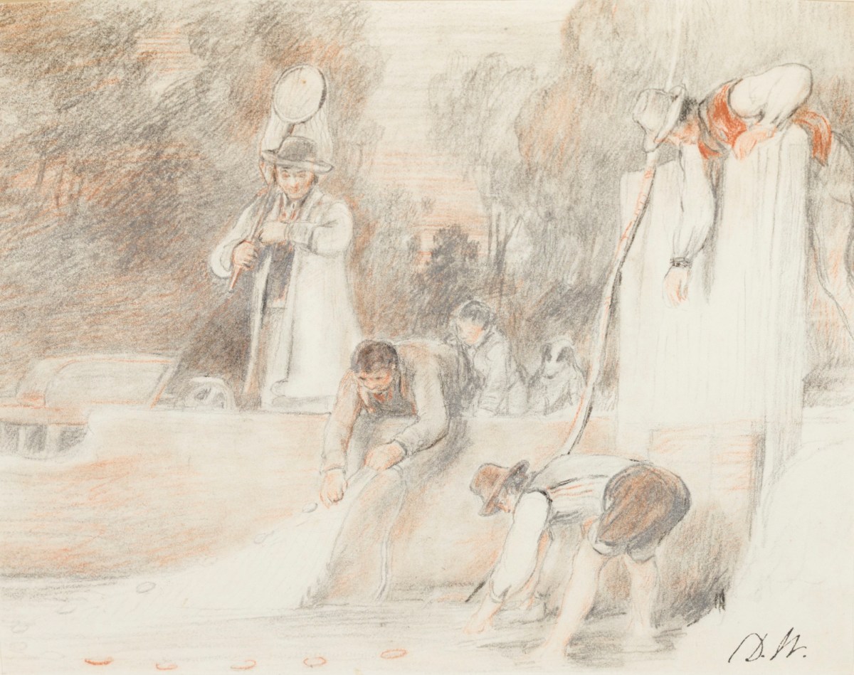 Sir David Wilkie RA, Fishermen on shore drawing in nets