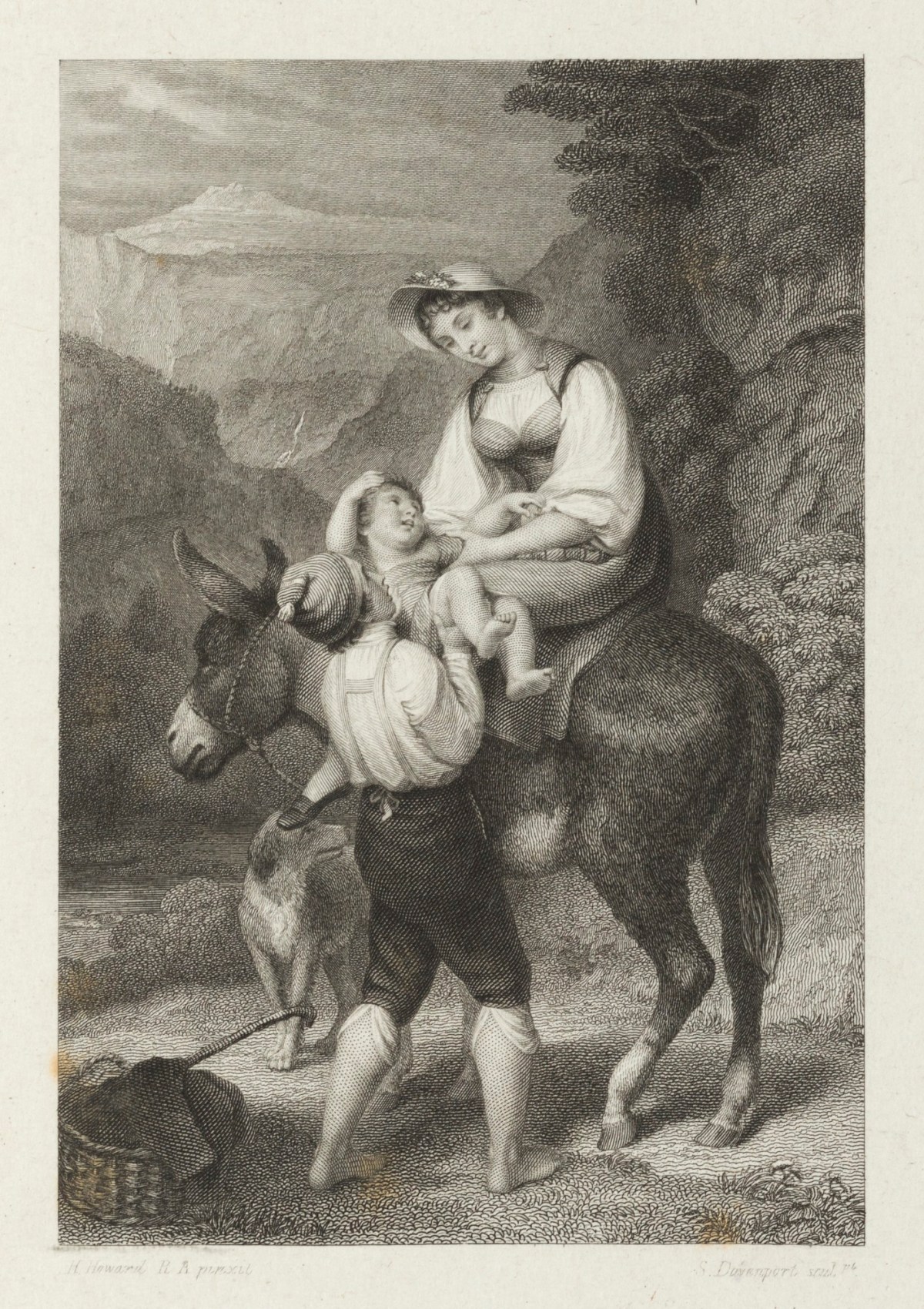 Henry Howard RA, Lady on a donkey with children