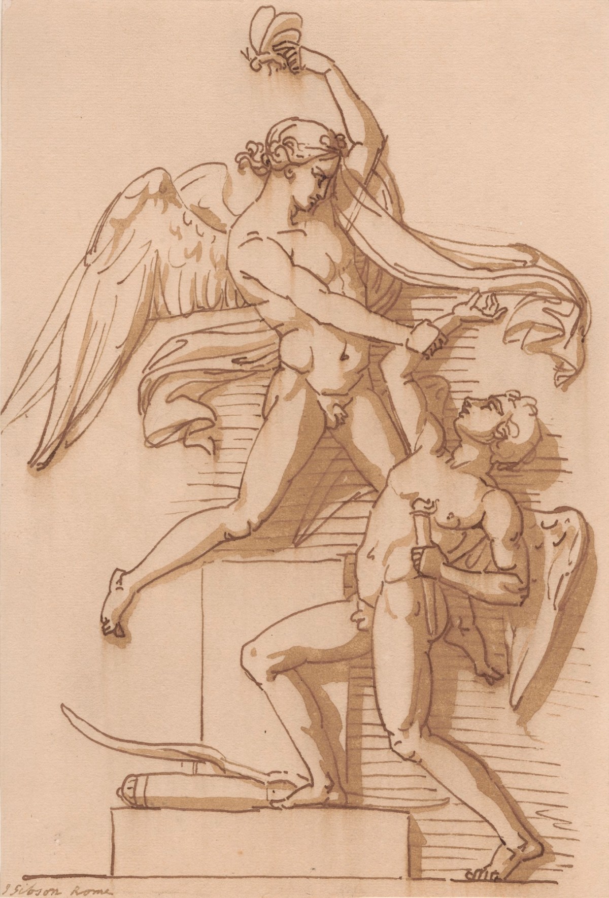 John Gibson RA, Eros and Anteros Contending for the Soul