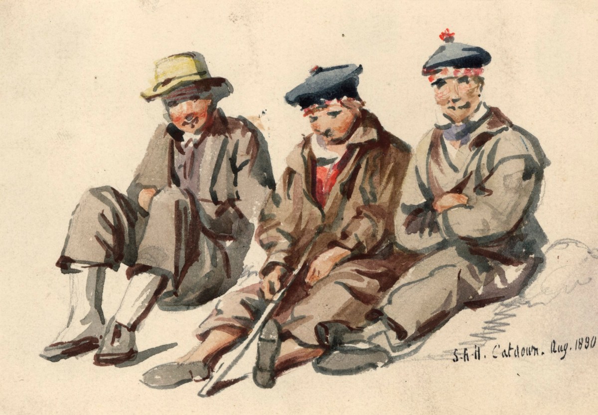 Solomon Alexander Hart RA, Three seated men at Catdown, Devon