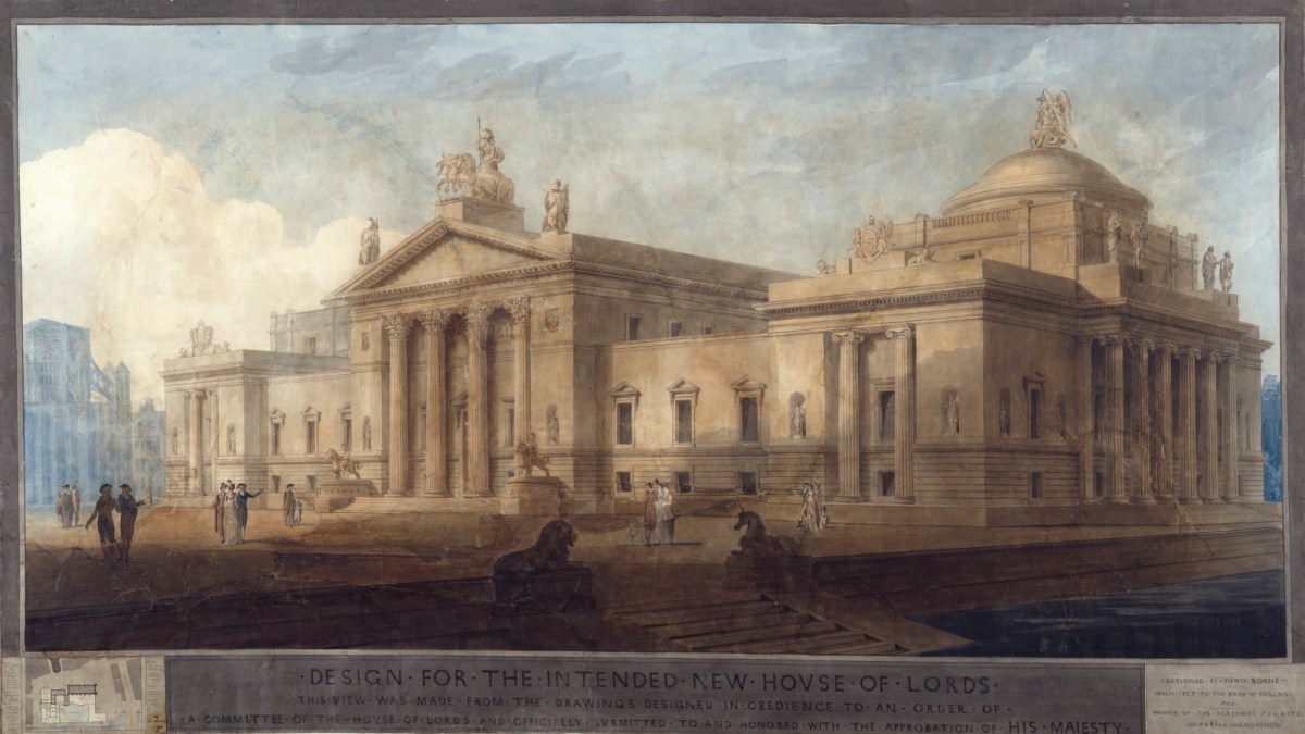 Sir John Soane RA, Design for a New House of Lords: plan (insert) and perspective