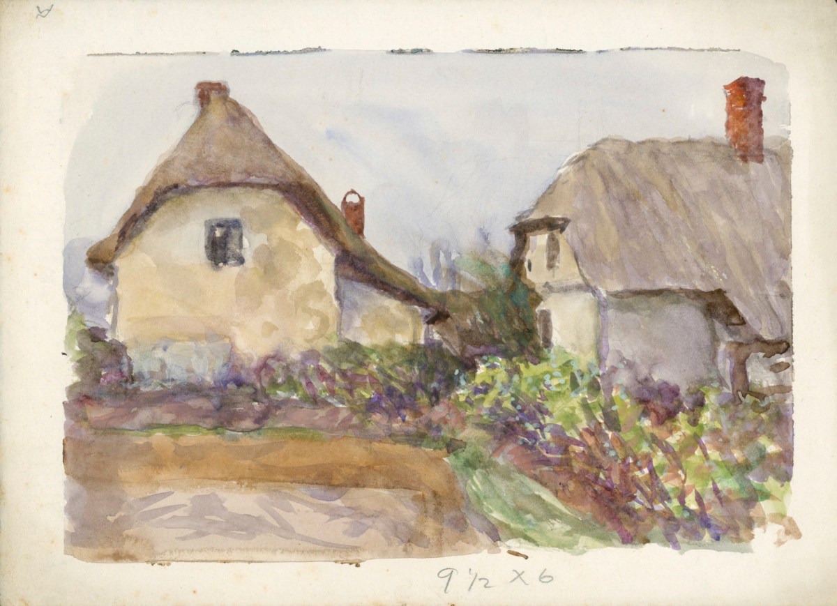 Sir George Clausen RA, Thatched cottages and gardens