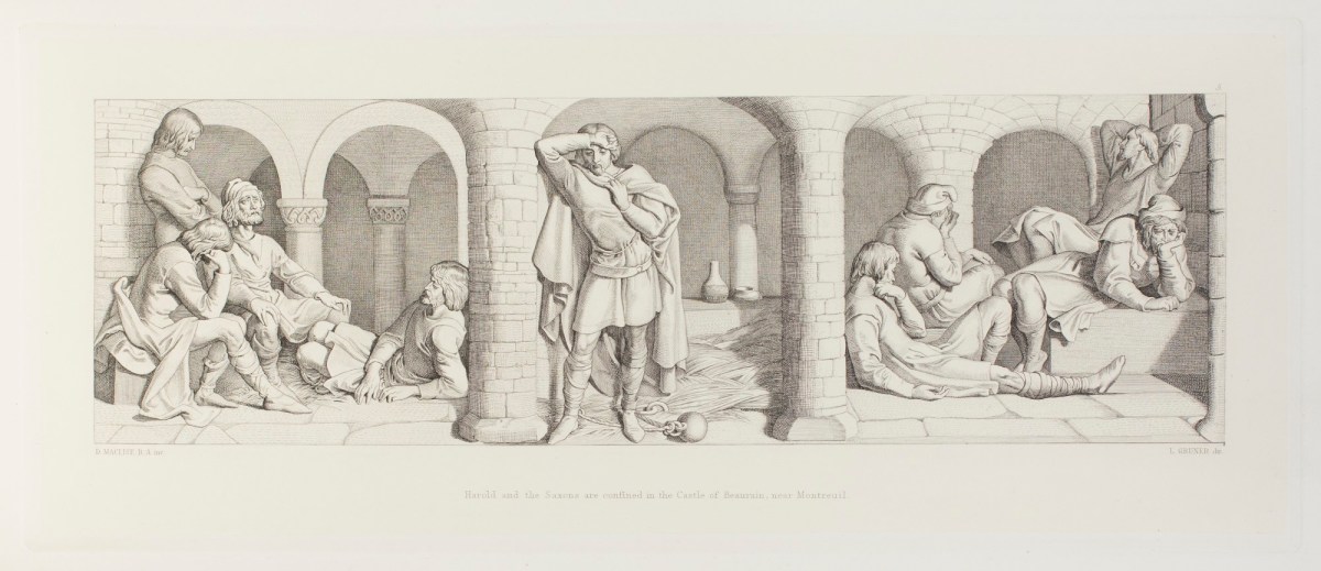 Daniel Maclise RA, Harold and the Saxons are confined in the Castle of Beaurain, near Montreuil