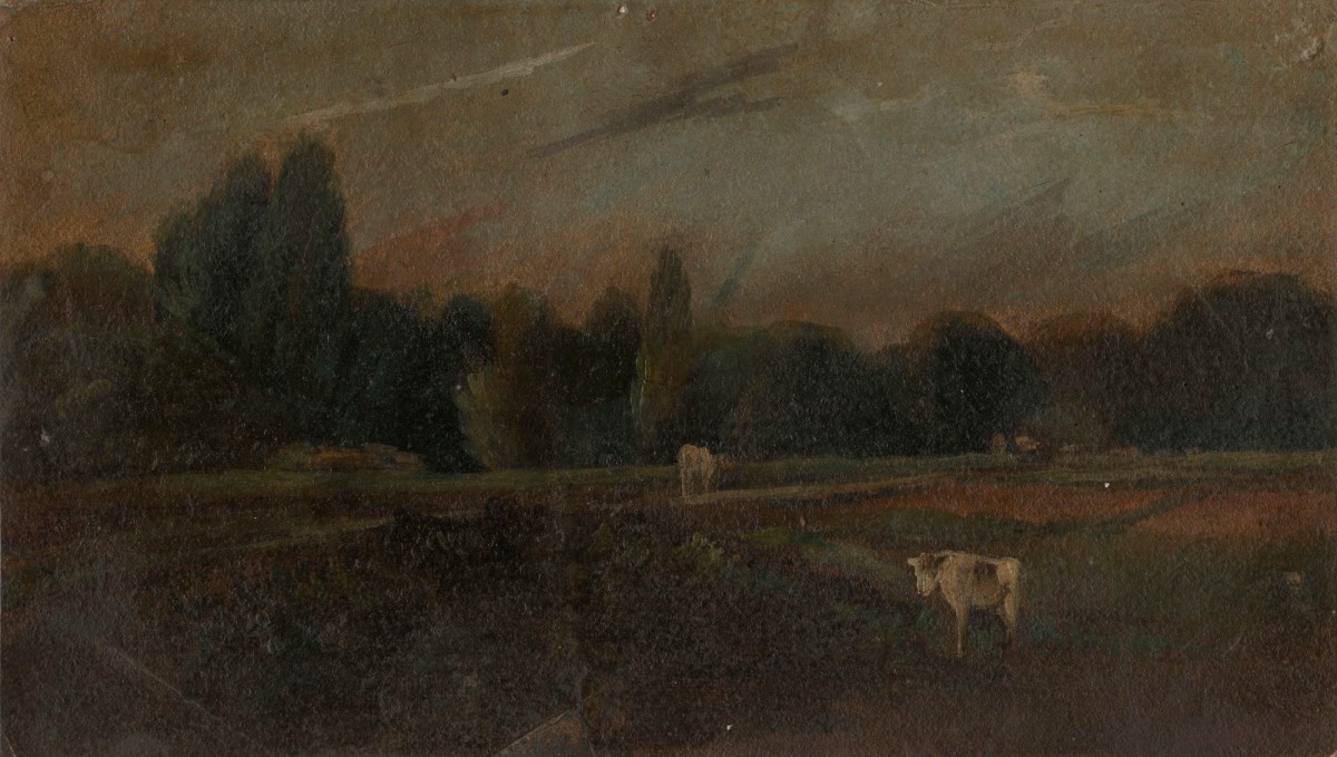 John Homes Smith, A flat landscape with trees and cattle