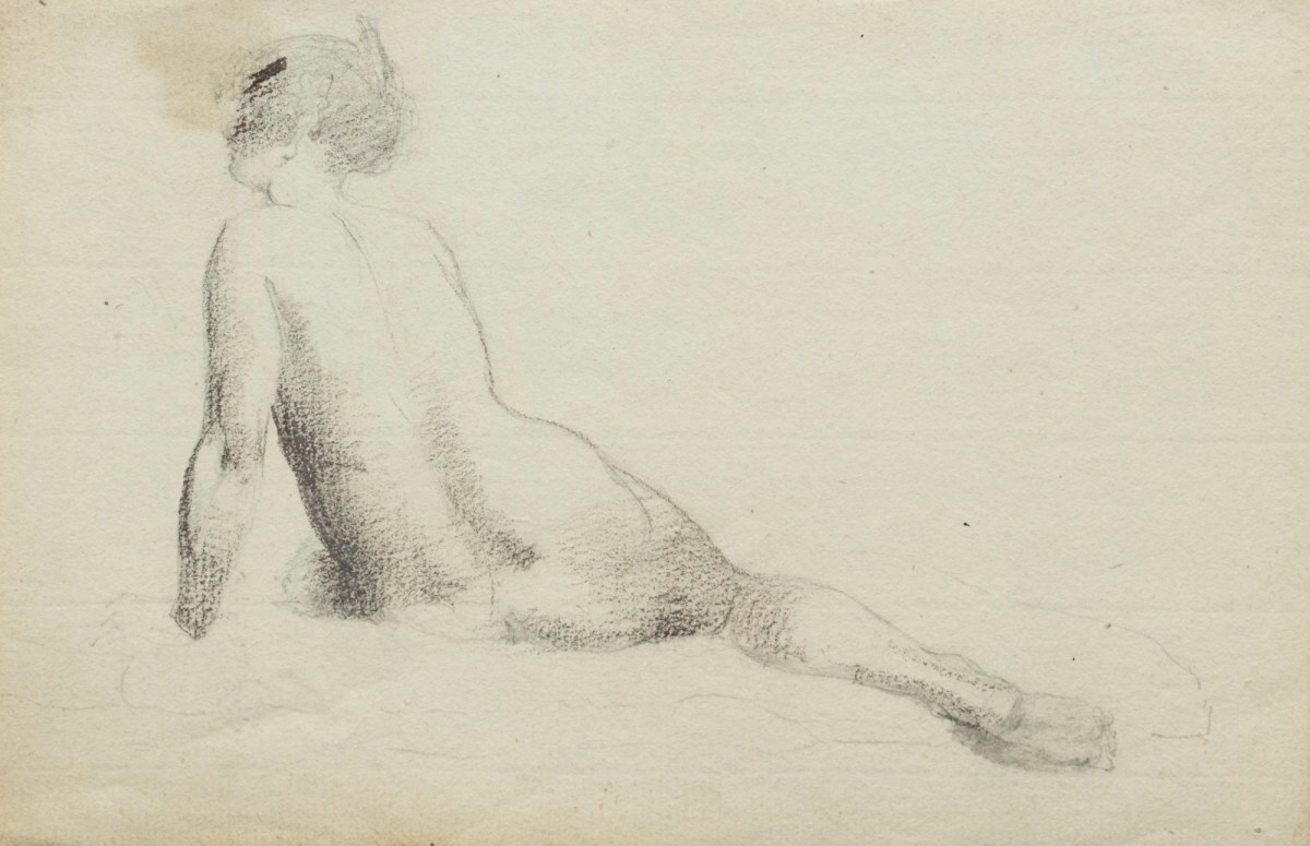 Unidentified artist, Reclining female model viewed from the back