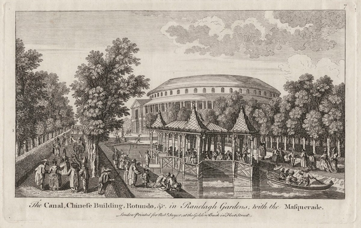 Unknown artist, The Canal, Chinese Building, Rotundo, &c. in Ranelagh Gardens, with the Masquerade.