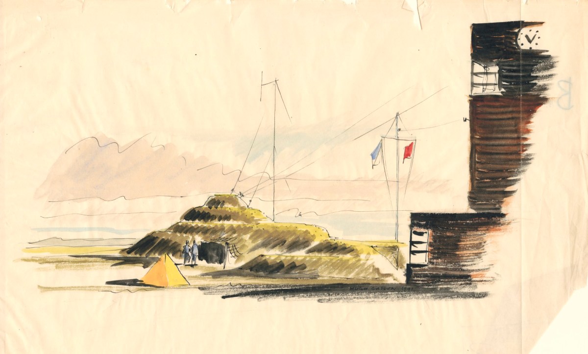 Sir Hugh Casson PRA, Military airfield with flags